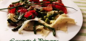 Lasagnette di Primavera con verdure e guanciale croccante