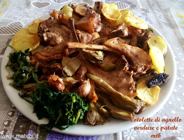 Cotolette di agnello, verdure e patate